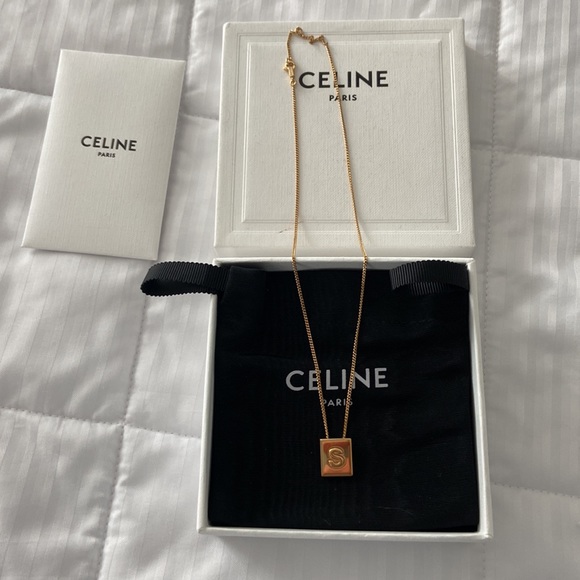 CELINE …Alphabet Initial S Necklace In Brass With Gold Finish - Picture 2 of 6